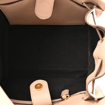 Grained Calfskin Small Padlock Top Handle Beige