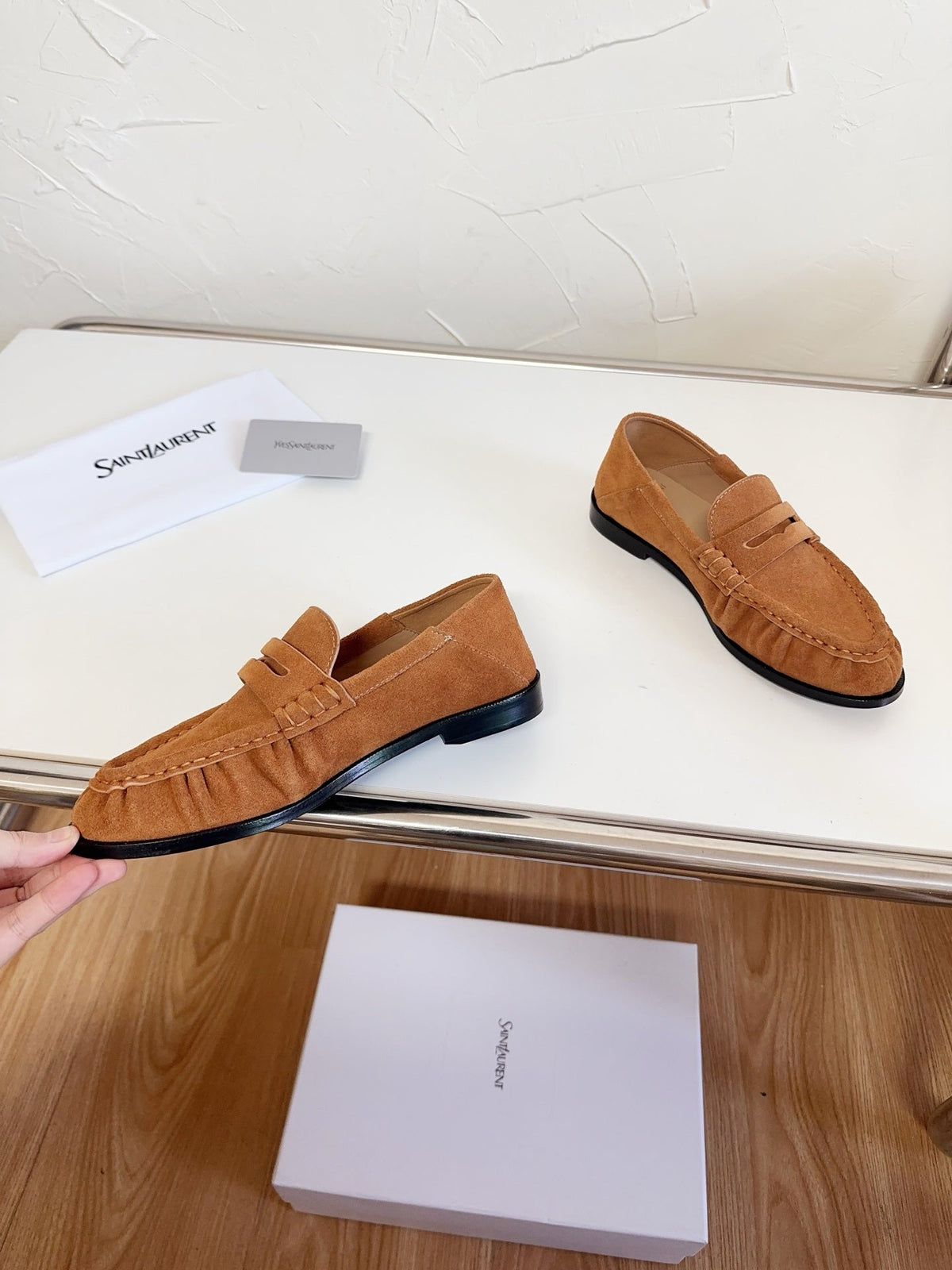 YSL Le Loafer Supple Camel Suede