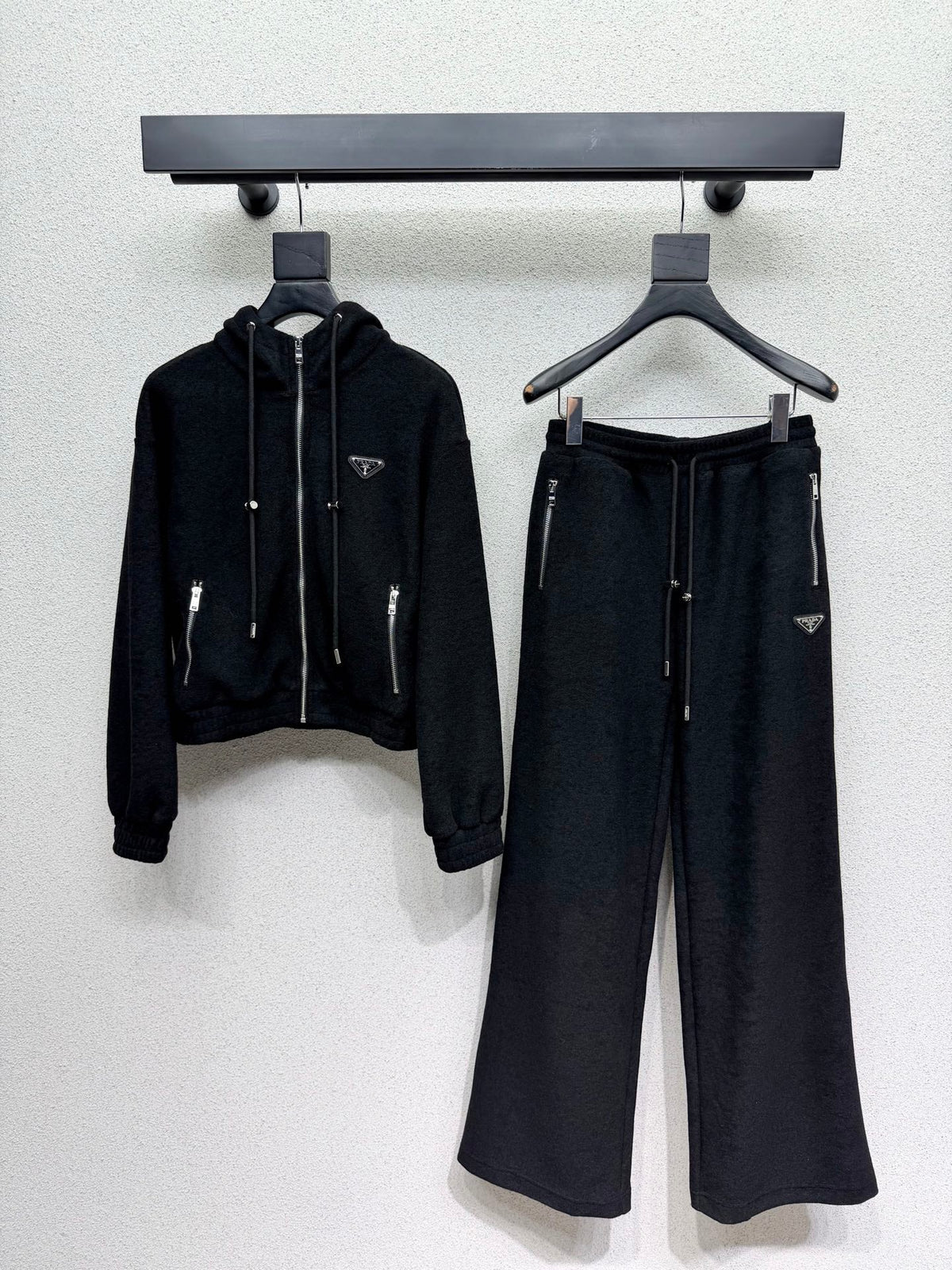Prada Set Hooded Black Fleece 340651
