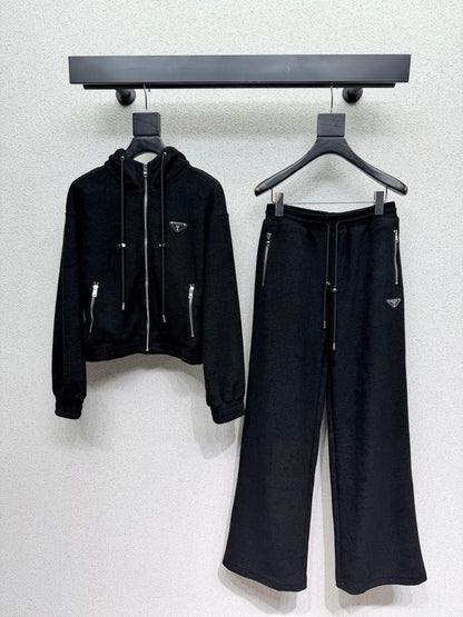Prada Set Hooded Black Fleece 340651