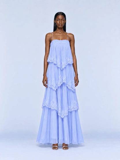 Simone Tiered Lace splicing Maxi Dress