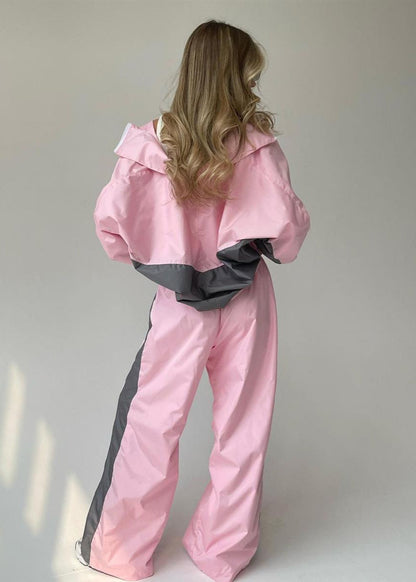 Two Tone Polyester Windbreaker Jacket And Pants Set