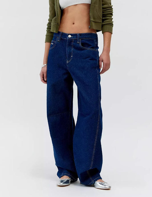 Vintage Washed Low Rise Straight Leg Jeans