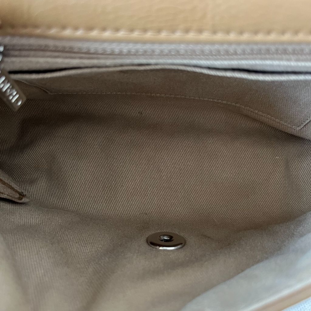 Chanel Tan Quilted Leather Flap Bag With Silver Hardware