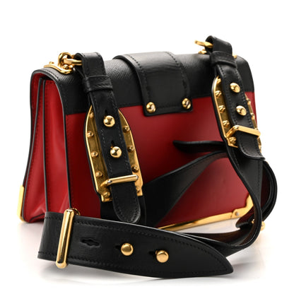 City Calfskin Saffiano Cahier Bag Fuoco Black