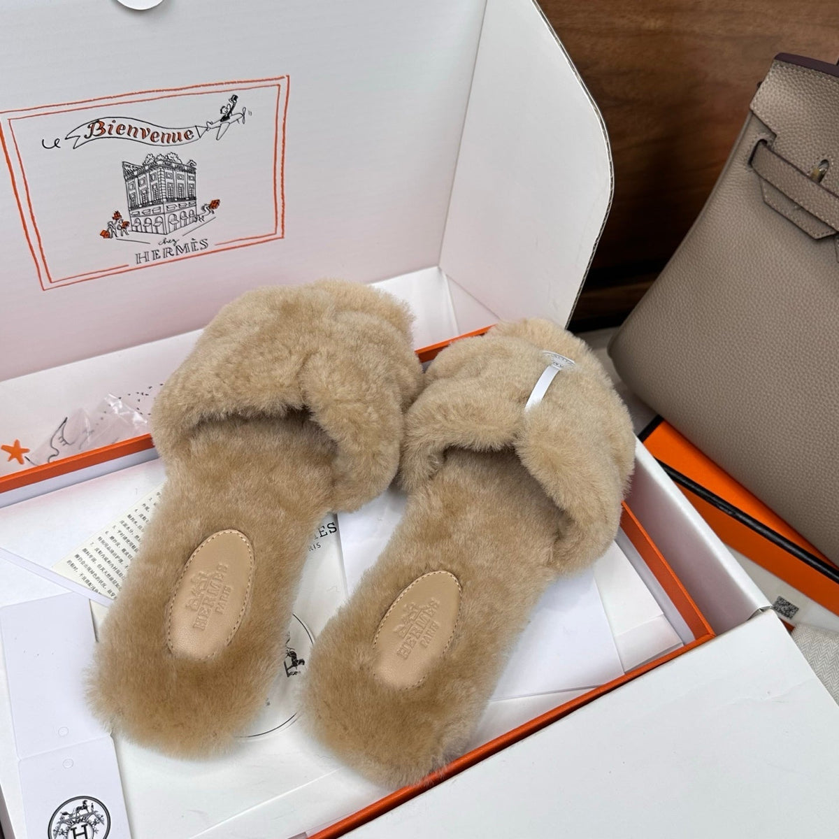 HM Oran Sandal Light Beige Wool Velvet 598194