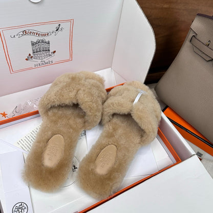 HM Oran Sandal Light Beige Wool Velvet 598194