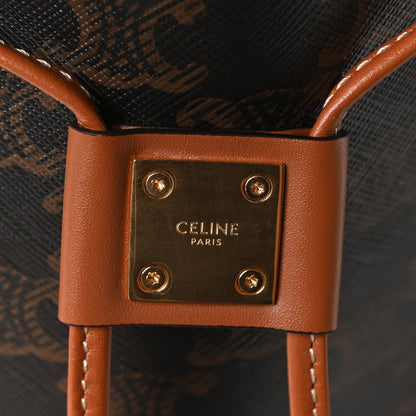 Triomphe Canvas Calfskin Cabas Drawstring Tan