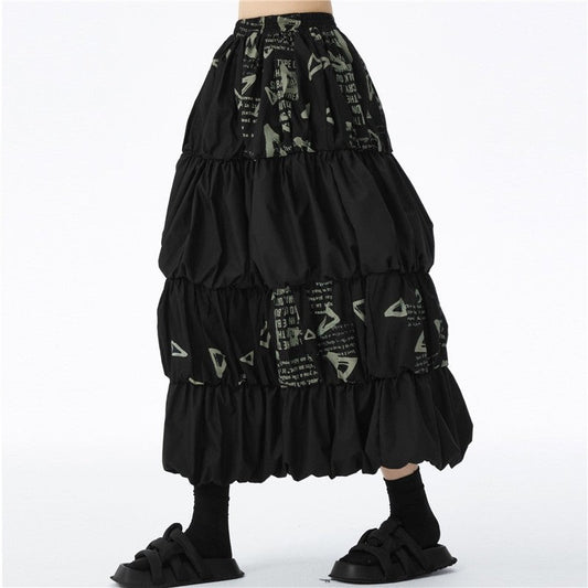 High-Waisted Casual Tiered Skirt