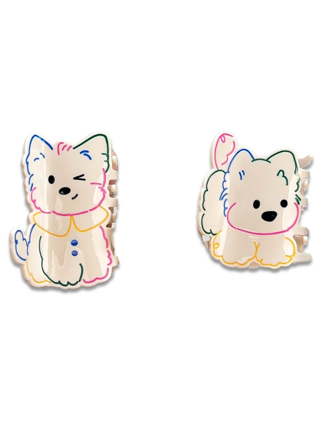 Clio - White Westie Dog-Shaped Hair Clips