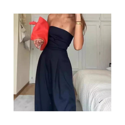 Solid Color Strapless Jumpsuit