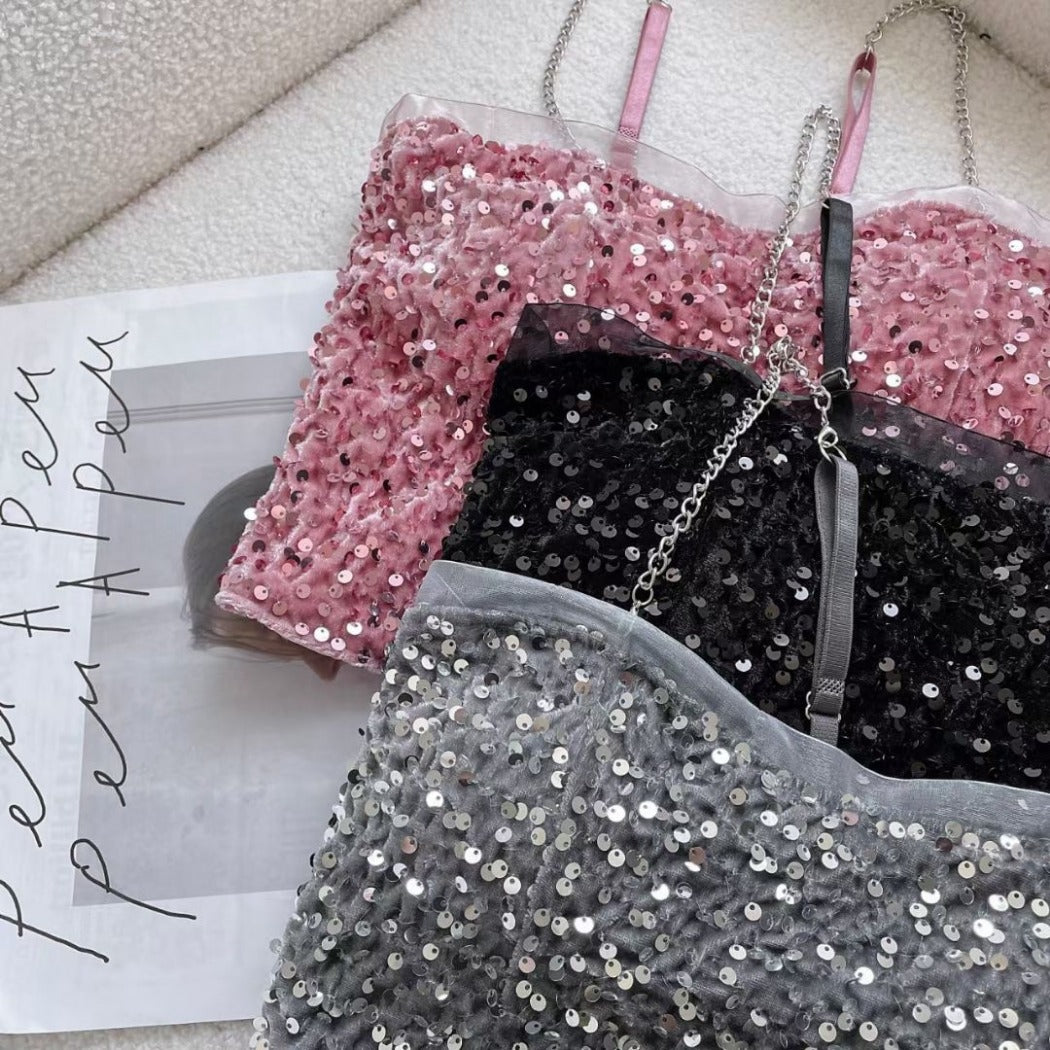 Vesty - Bright Sequin Party Tank Top - Slimming &amp; Chic