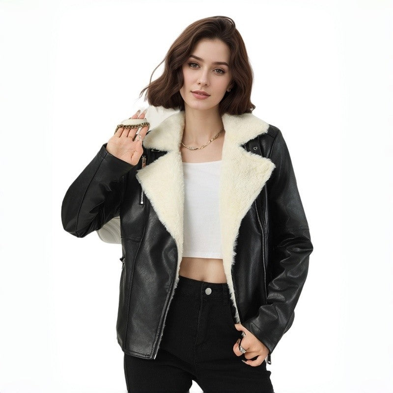 Thick Fur Leather Jacket