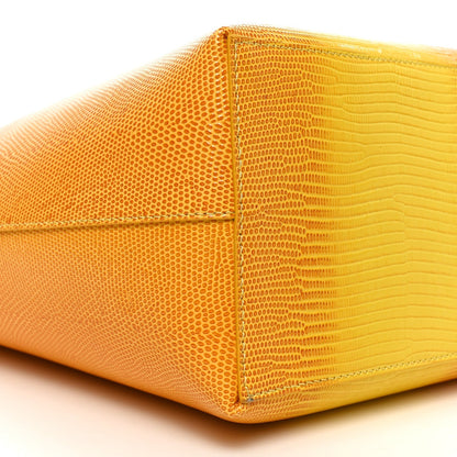 Calfskin Lizard Embossed Medium London Tote Marigold