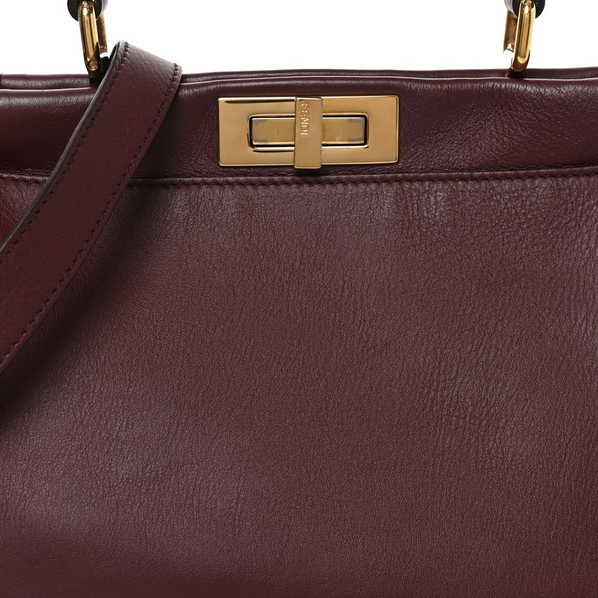 Vitello Seta Waves Bi-Color Medium Peekaboo Iconic Satchel Bordeaux Latte