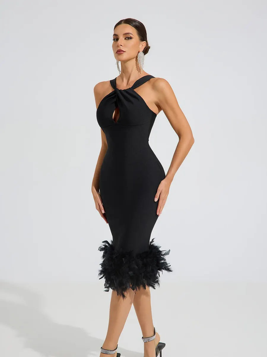 Gwyneth Feather Elegance Midi Dress