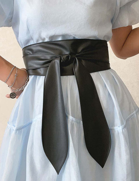 Trendy Wrap Wide Cinch PU Obi Belt