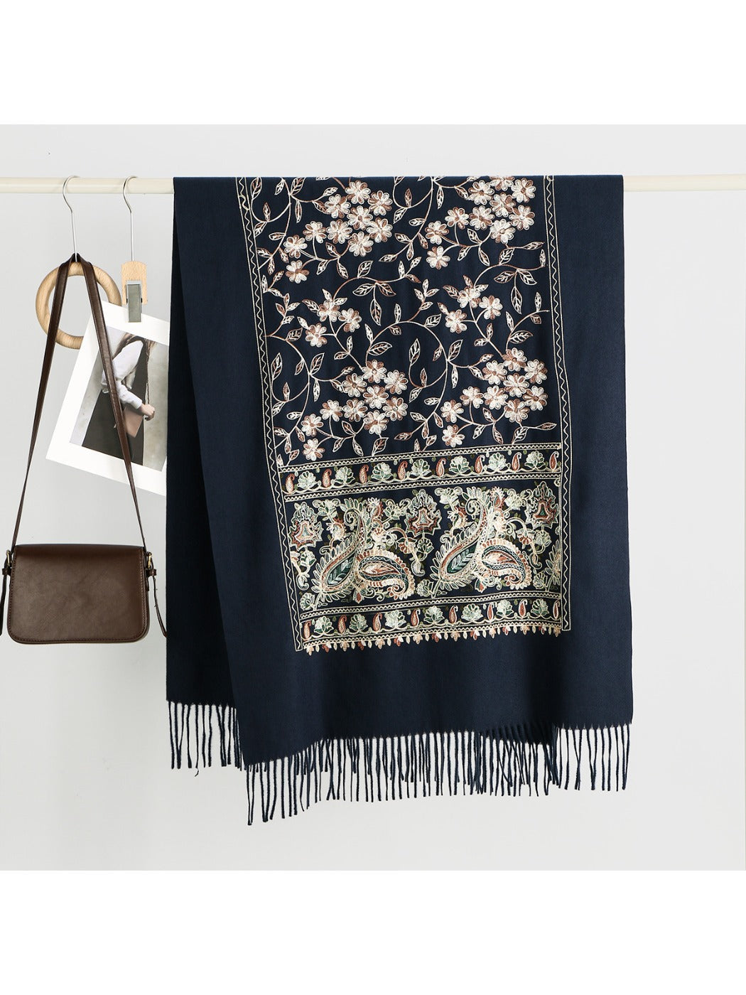 Sscarvii - Bohemian Embroidered Winter Shawl Scarf