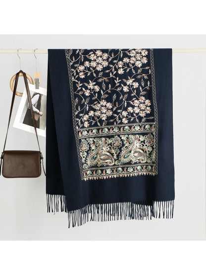 Sscarvii - Bohemian Embroidered Winter Shawl Scarf