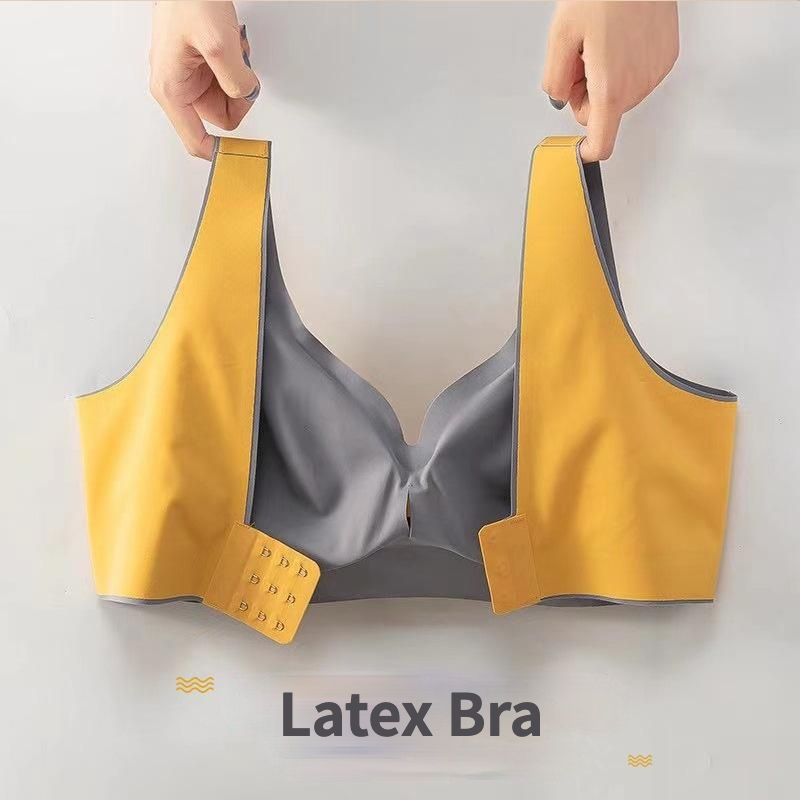 Solid Color Latex Underwear With One-Piece Contrasting Color And Beautiful Back, No Rims, Comfortable Buckles, Comfortable Vest Bra Women.