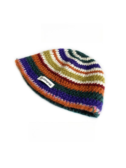 Haila - Rainbow Stripe Knitted Fisherman Beanie