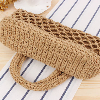 Crochet Market Bag Solid Color Cotton Woven Bag