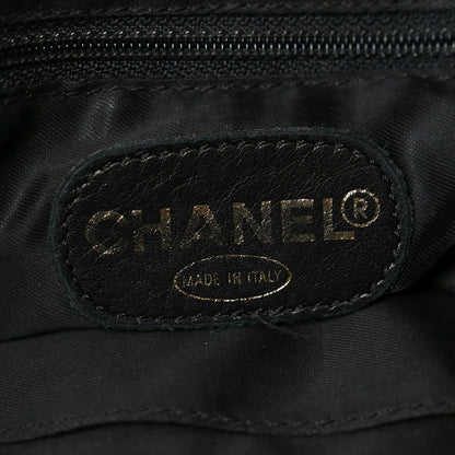 Caviar Embroidered Logo Shoulder Bag Black