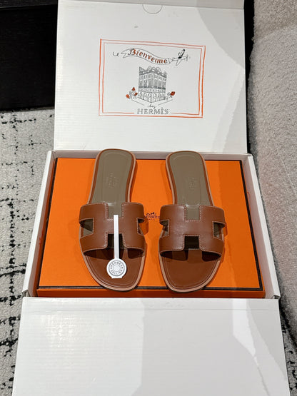 HM 25 Oran Sandal Dark Brown Etoupe Calfskin