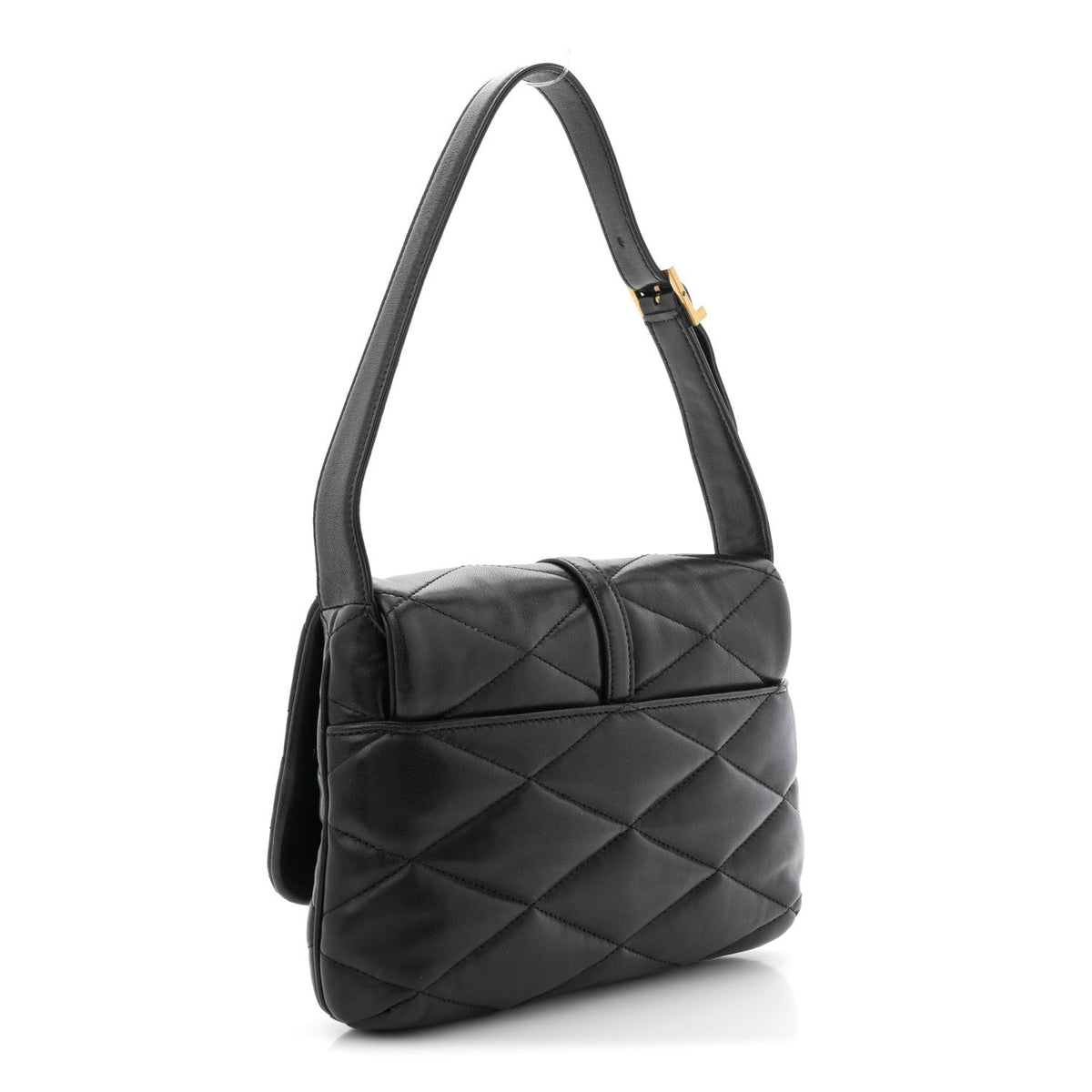 Lambskin Quilted Le 57 Diamond Shoulder Bag Black