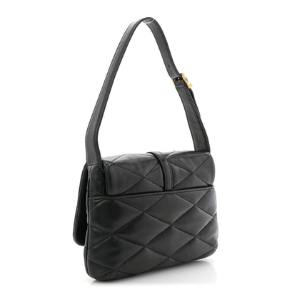 Lambskin Quilted Le 57 Diamond Shoulder Bag Black