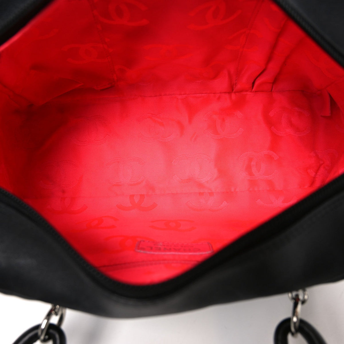 Calfskin Quilted Large Cambon Bowler Black White