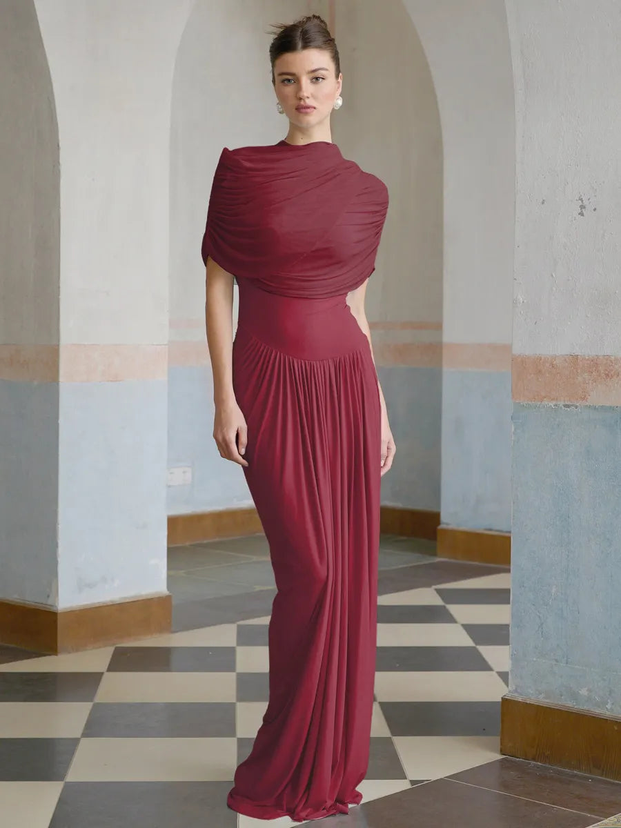Layla Asymmetrical Pleated Maxi Dress