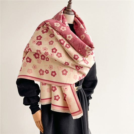 Jacquard Fringed Cashmere-Like Scarf