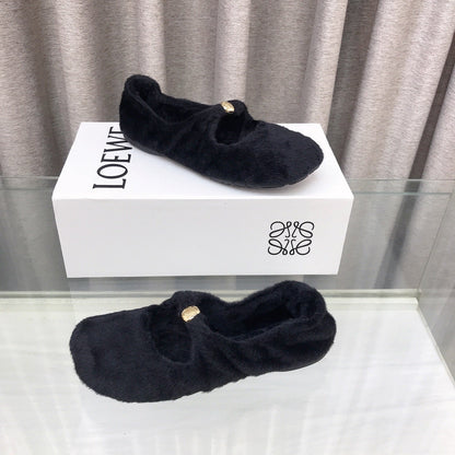Loewe 2026 Ballet Flat Black in Wool 597434