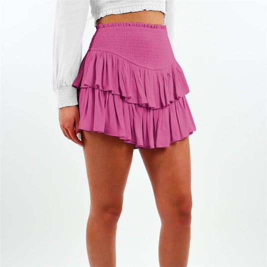 Stylish Solid Color Pleated Mini Skirt