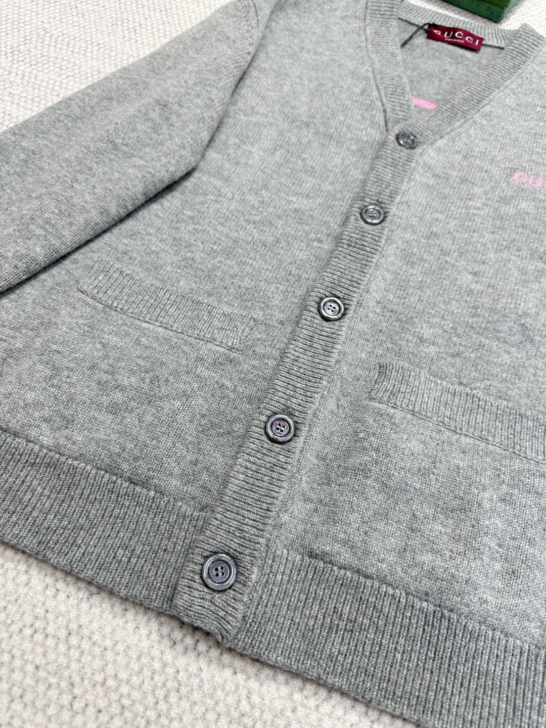 Gucci 2025 Cardigan With Intarsia Gray Wool Cashmere