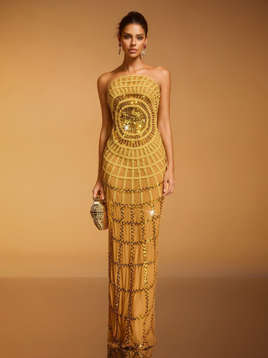 Lila Strapless Sequin Maxi Dress