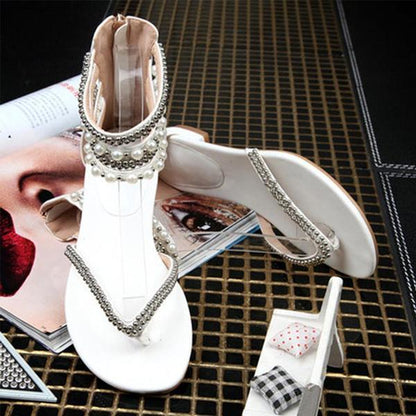Behemian Summer Ankle Straps Fashion New Beaded Sandals Women'S Shoes