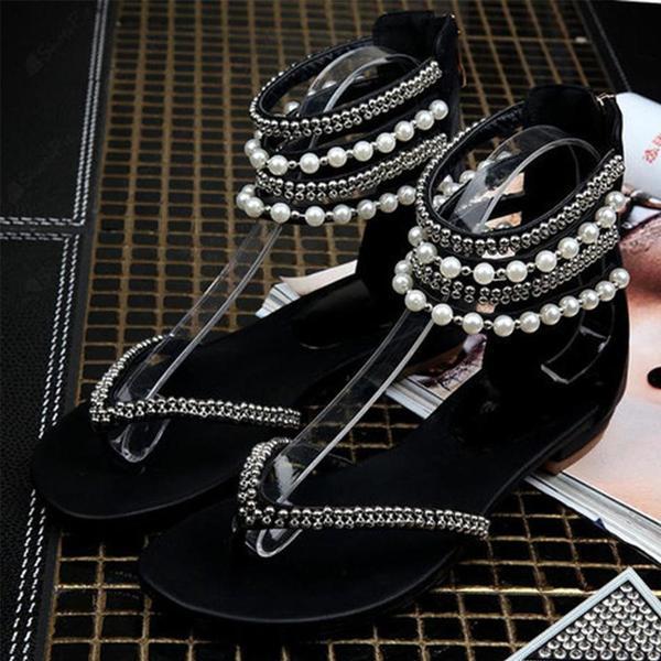 Behemian Summer Ankle Straps Fashion New Beaded Sandals Women'S Shoes