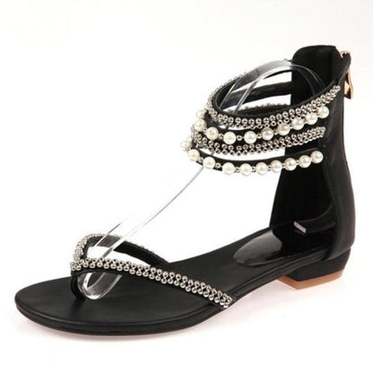 Behemian Summer Ankle Straps Fashion New Beaded Sandals Women'S Shoes