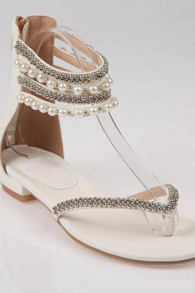 Behemian Summer Ankle Straps Fashion New Beaded Sandals Women'S Shoes