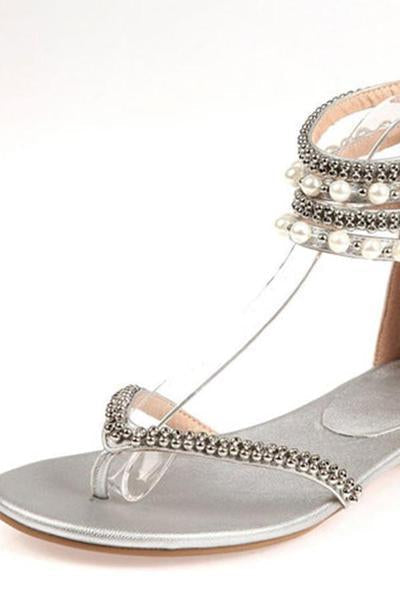 Behemian Summer Ankle Straps Fashion New Beaded Sandals Women'S Shoes