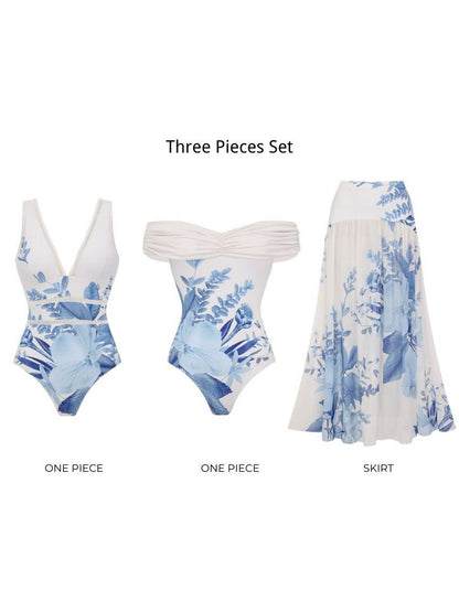 Natalya V Neck Blossom Print Swimsuit Set