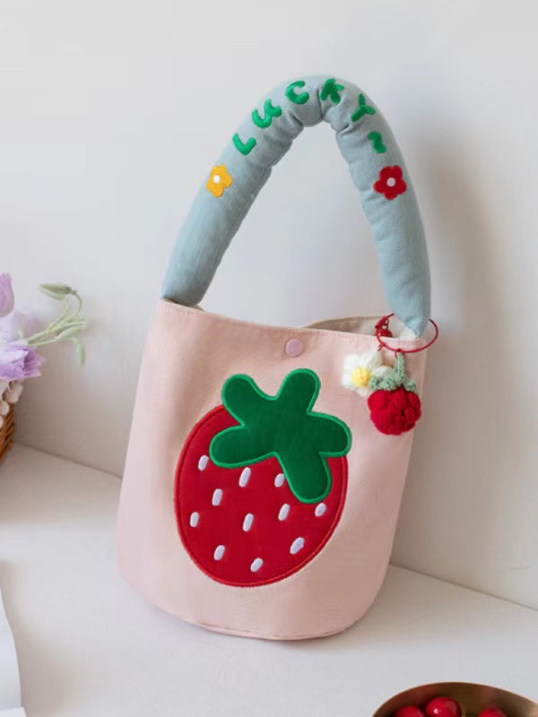 Cartoon Strawberry Bucket Bag