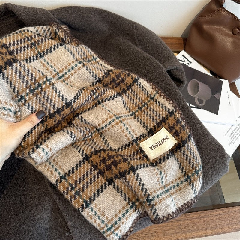Color Blocking Plaid Versatile Scarf