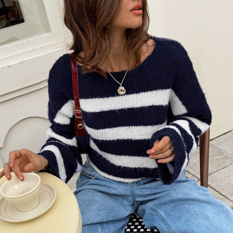 Striped Loose Fit Long Sleeve Sweater