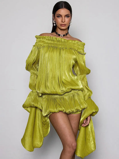Karina Off Shoulder Ruched Dress Set