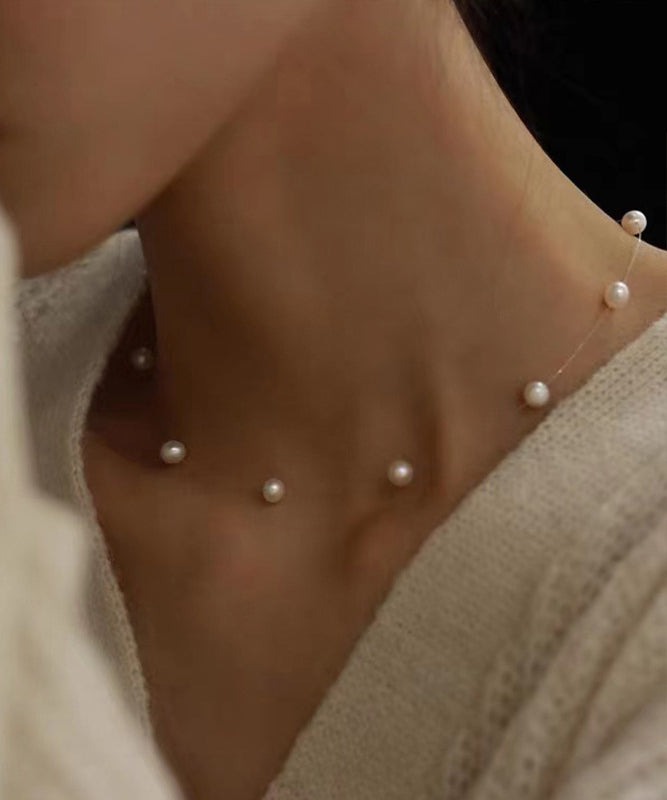 Stylish Gold Alloy Pearl Gratuated Bead Necklace