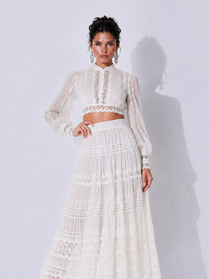 Dahlia Lace-Panel Cutout Maxi Skirt Set