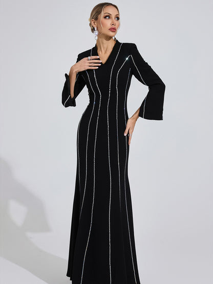 Roselyn Diamond Maxi Dress In Black